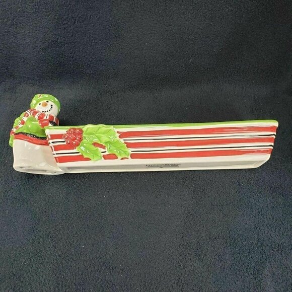 Fitz and Floyd Cookie Cracker Cradle Friends Gather Here Xmas Holiday Plate‎ - Picture 4 of 12